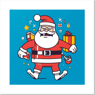 Pop Art Santa: A Colorful and Cheerful Christmas Illustration Posters and Art